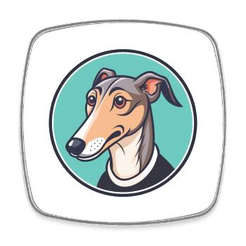 Rampur Greyhound Chien Race Dessin animé Kawaii Clipart - Magnet carré - blanc - Devant