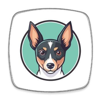 Rat Terrier Hund Rasse Lustige Karikatur Kawaii Clipart - Viereckiger Kühlschrankmagnet - Weiß - Vorne