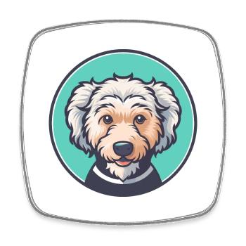 Pumi Hund Rasse Cartoon Kawaii Clipart Illustration - Viereckiger Kühlschrankmagnet - Weiß - Vorne