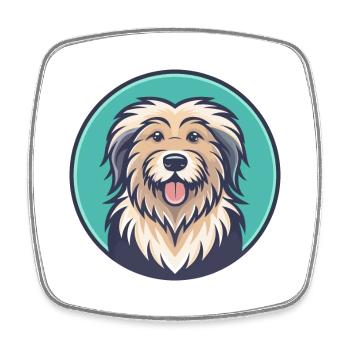 Chien de berger des Pyrénées Race Dessin animé Kawaii Clipart - Magnet carré - blanc - Devant