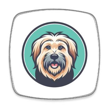 chien de berger des Pyrénées race de chien dessin animé Kawaii Clipart - Magnet carré - blanc - Devant