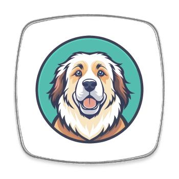 chien de montagne des Pyrénées Race Dessin animé Kawaii Clipart - Magnet carré - blanc - Devant