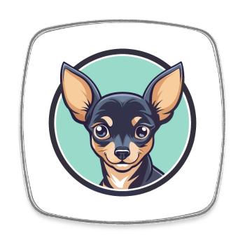 Russe Toy Terrier Chien Race Drôle Dessin Animé Kawaii - Magnet carré - blanc - Devant