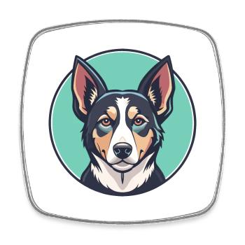 Russian Harlequin Hound Dog Breed Cartoon Kawaii - Square fridge magnet - white - Front