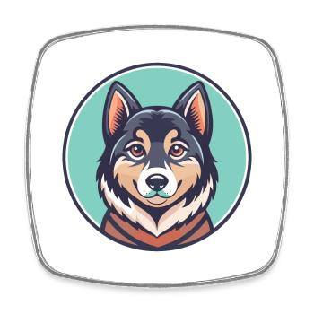 Salish Wolle Hund Rasse Lustige Karikatur Kawaii Clipart - Viereckiger Kühlschrankmagnet - Weiß - Vorne