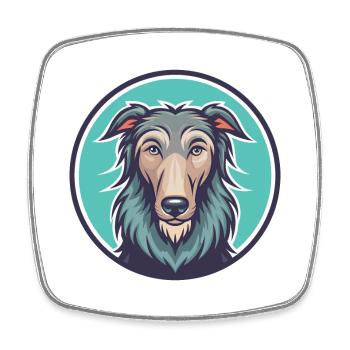 Scottish Deerhound Dog Breed Cartoon Kawaii - Square fridge magnet - white - Front