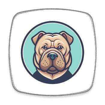 Shar Pei Hunderasse Bunte Karikatur Kawaii Clipart - Viereckiger Kühlschrankmagnet - Weiß - Vorne