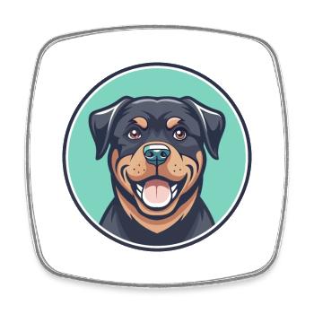 Rottweiler chien race dessin animé Kawaii Clipart Animal - Magnet carré - blanc - Devant