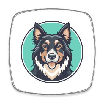 Romanian Raven Shepherd Dog Breed Cartoon Kawaii - Square fridge magnet - white - Front