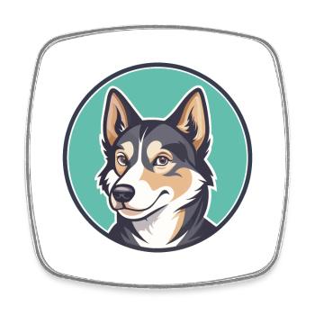 Russe Européen Laïka Chien Race Dessin Animé Kawaii - Magnet carré - blanc - Devant