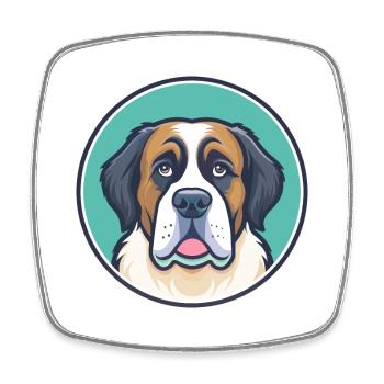 Saint Bernard Dog Breed Cartoon Kawaii Clipart Pet - Square fridge magnet - white - Front