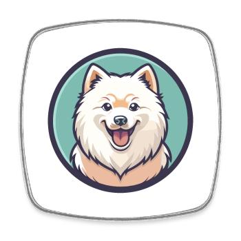 Samojede Hunderasse Cartoon Figur Kawaii Clipart - Viereckiger Kühlschrankmagnet - Weiß - Vorne