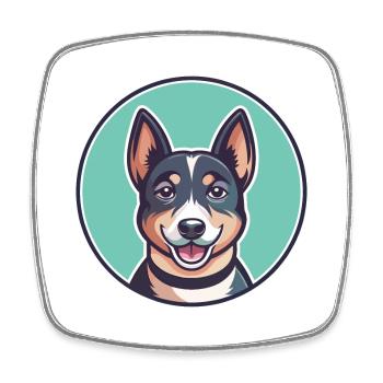 Sapsali Chien Race Dessin Animé Personnage Kawaii Clipart - Magnet carré - blanc - Devant