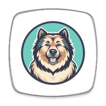 Sarplaninac Chien Race Drôle Dessin animé Kawaii Clipart - Magnet carré - blanc - Devant