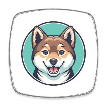 Shiba Inu Chien Race Dessin animé Kawaii Clipart Animal - Magnet carré - blanc - Devant