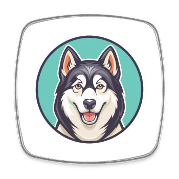 Sibirischer Husky Hunderasse Cartoon Kawaii Clipart - Viereckiger Kühlschrankmagnet - Weiß - Vorne