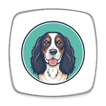 Épagneul Russe Chien Race Dessin Animé Kawaii Clipart - Magnet carré - blanc - Devant