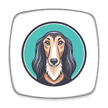 Saluki Dog Breed Cartoon Kawaii Clipart Animal Pet - Square fridge magnet - white - Front