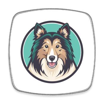 Shetland chien de berger chien race dessin animé Kawaii Clipart - Magnet carré - blanc - Devant