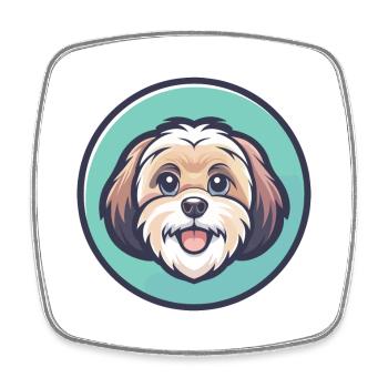ShihPoo Chien Race Dessin animé Personnage Kawaii Clipart - Magnet carré - blanc - Devant