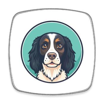 Petit Munsterlander Chien Race Drôle Dessin Animé Kawaii - Magnet carré - blanc - Devant