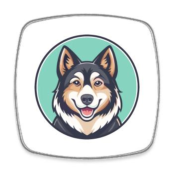 Siberian Laika Dog Breed Cartoon Kawaii Clipart - Square fridge magnet - white - Front
