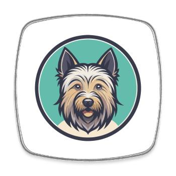 Skye Terrier Chien Race Dessin animé Kawaii Clipart Animal de compagnie - Magnet carré - blanc - Devant