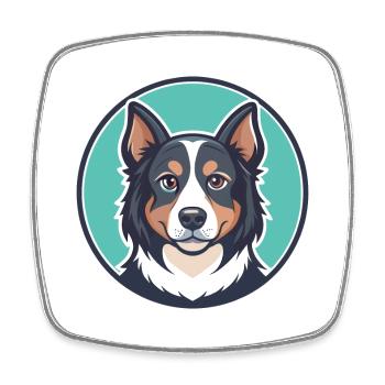 Slovensky Cuvac chien race dessin animé Kawaii Clipart - Magnet carré - blanc - Devant
