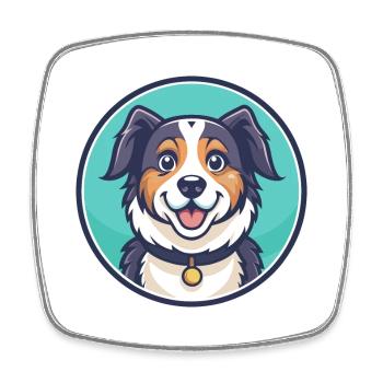 Smithfield chien race dessin animé Kawaii Clipart Animal - Magnet carré - blanc - Devant