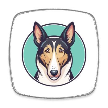 Smooth Collie Hunderasse Cartoon Kawaii Clipart Haustier - Viereckiger Kühlschrankmagnet - Weiß - Vorne