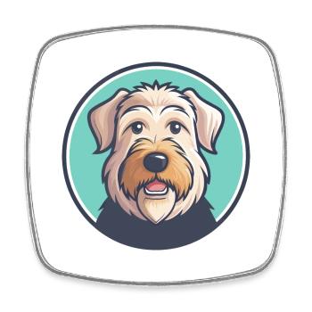 Pelage doux Wheaten Terrier Chien Race Dessin animé Animal de compagnie - Magnet carré - blanc - Devant