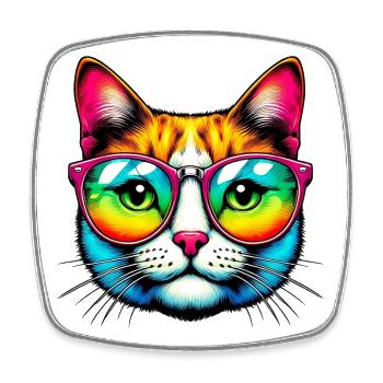 Chat avec des lunettes de soleil - Magnet carré - blanc - Devant