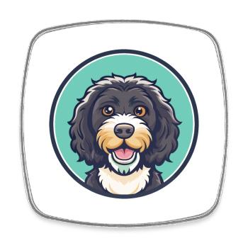 Spanisches Wasser Hund Rasse Cartoon Kawaii Clipart Haustier - Viereckiger Kühlschrankmagnet - Weiß - Vorne