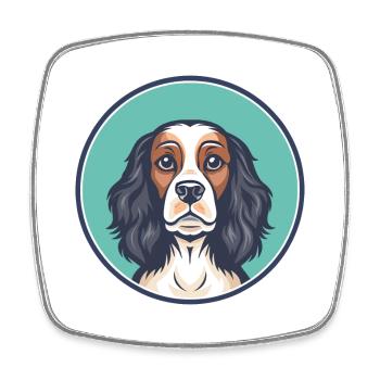 Spaniel Dog Breed Cartoon Character Kawaii Clipart - Square fridge magnet - white - Front