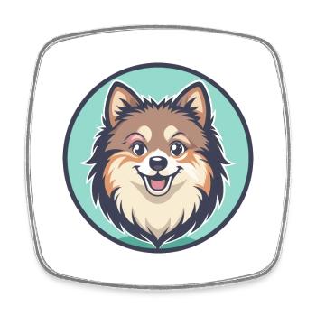 Spitz Chien Race Dessin animé Kawaii Clipart Animal Animal de compagnie - Magnet carré - blanc - Devant