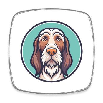 Dessin animé Kawaii de race de chien Spinone Italiano - Magnet carré - blanc - Devant