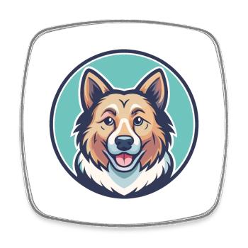 Illustration clipart kawaii de dessin animé de race de chien Tang - Magnet carré - blanc - Devant