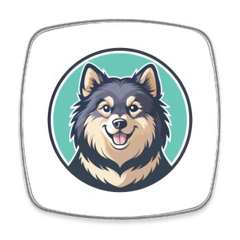 Suédois Laponie Chien Race Dessin animé Kawaii Clipart - Magnet carré - blanc - Devant