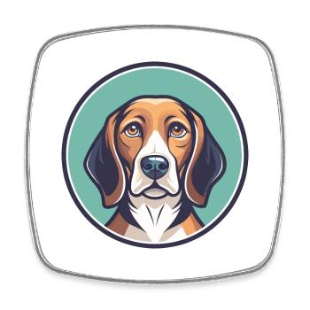 West Country Harrier Chien Race Dessin animé Kawaii Pet - Magnet carré - blanc - Devant