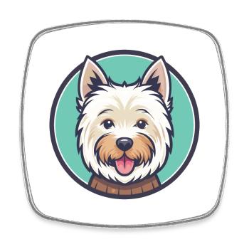 Westie Hund Rasse Cartoon Kawaii Clipart Tier Haustier - Viereckiger Kühlschrankmagnet - Weiß - Vorne