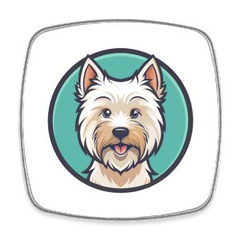 West Highland Terrier Dog Breed Cartoon Kawaii Pet - Square fridge magnet - white - Front