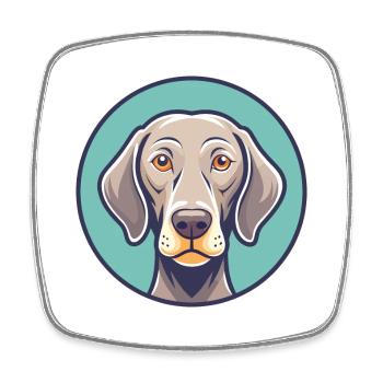 braque de Weimar chien race dessin animé Kawaii Clipart Animal - Magnet carré - blanc - Devant