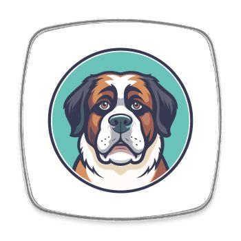 St Bernard Dog Breed Cartoon Kawaii Clipart Animal - Square fridge magnet - white - Front