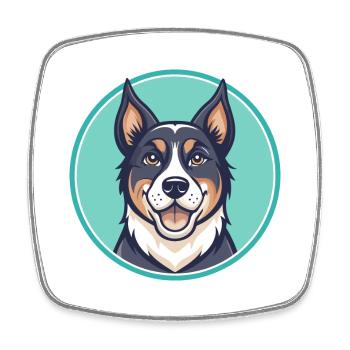 Strellufstover Hunderasse Cartoon Kawaii Clipart - Viereckiger Kühlschrankmagnet - Weiß - Vorne