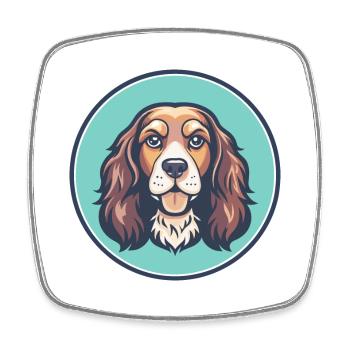 Sussex Spaniel Dog Breed Cartoon Kawaii Clipart - Square fridge magnet - white - Front