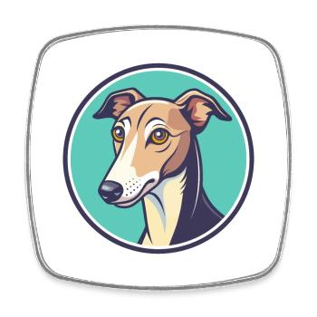 Whippet Dog Breed Cartoon Character Kawaii Clipart - Square fridge magnet - white - Front