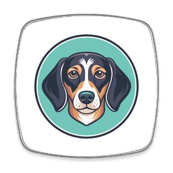 Dessin animé kawaii de race de chien de race Dachshund Westphalien - Magnet carré - blanc - Devant