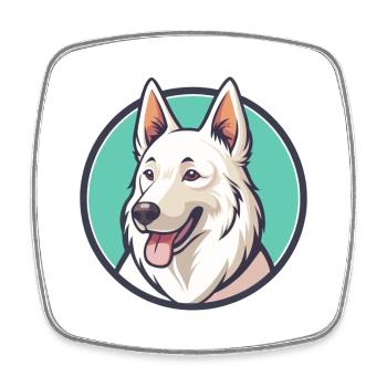 Berger Suisse Blanc Chien Race Dessin Animé Kawaii Pet - Magnet carré - blanc - Devant