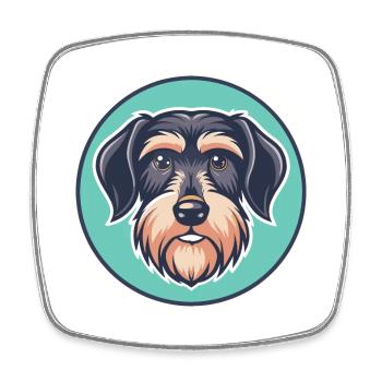 Wirehaired Dachshund Dog Breed Cartoon Kawaii Pet - Square fridge magnet - white - Front