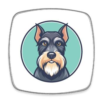 Dessin animé kawaii de race de chien Schnauzer standard - Magnet carré - blanc - Devant